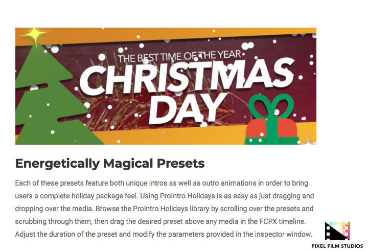 Pixel Film Studios - ProIntro Holidays - FCPX Plugins