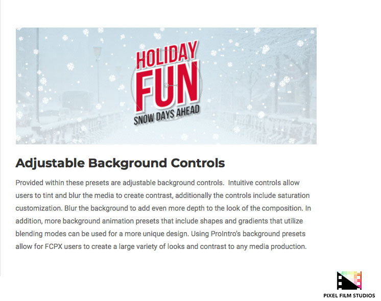 Pixel Film Studios - ProIntro Holidays - FCPX Plugins