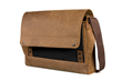 Rough Rider Leather Laptop Messenger— black full-grain leather accent panel
