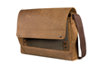 Rough Rider Leather Laptop Messenger— full-grain leather accent panel in gray