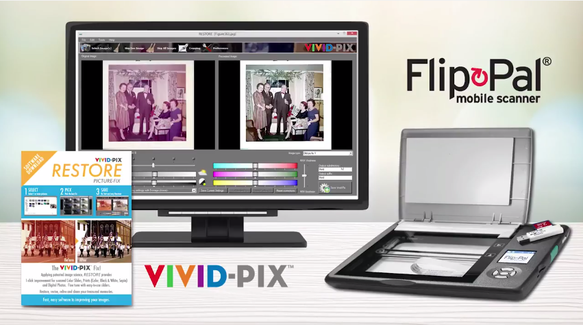 Flip-Pal mobile scanner and Vivid-Pix RESTORE photo software makes a great Mother's Day Gift!