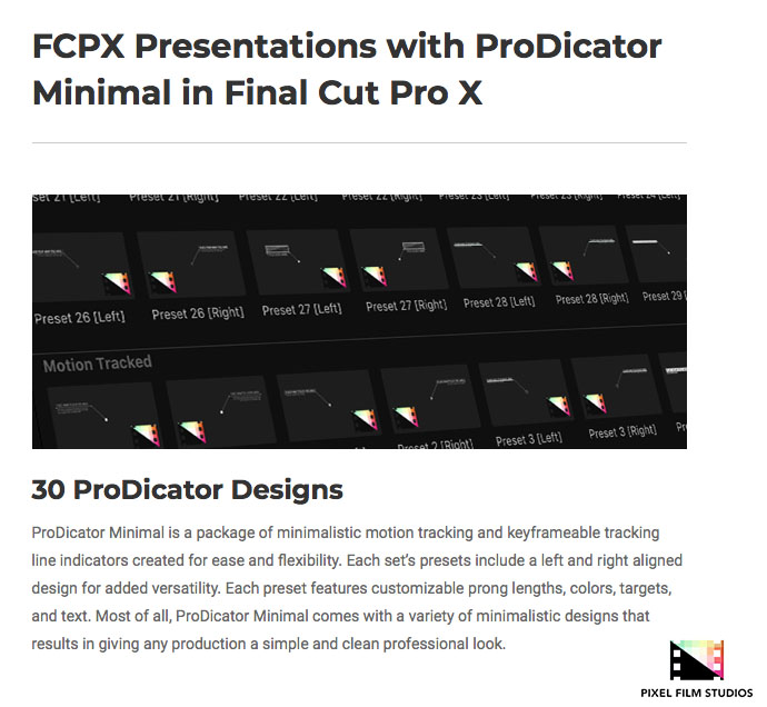 Pixel Film Studios - ProDicator Minimal - FCPX Plugins