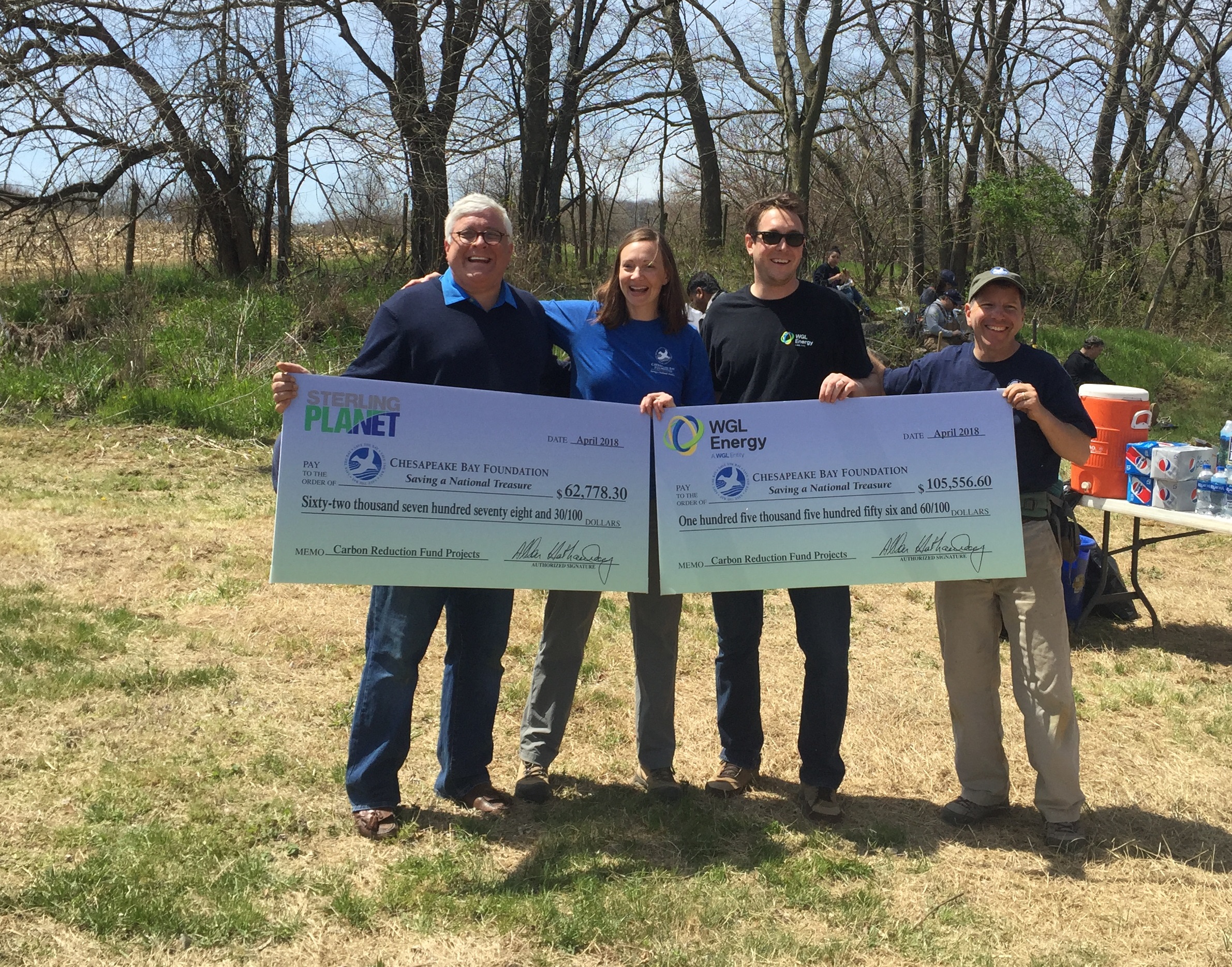 Sterling Planet and WGL Energy present annual checks to Chesapeake Bay Foundation for the Carbon Reduction Fund