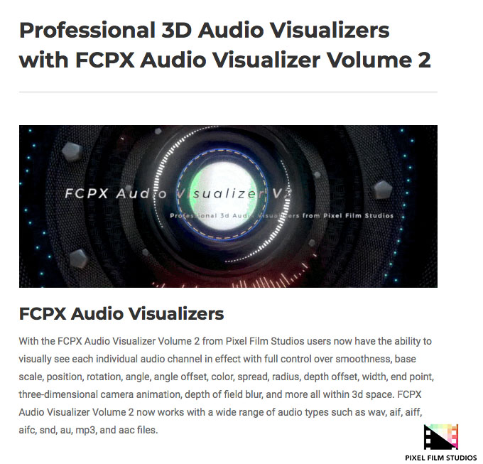 Pixel Film Studios - FCPX Audio Visualizer 2 - FCPX Plugins