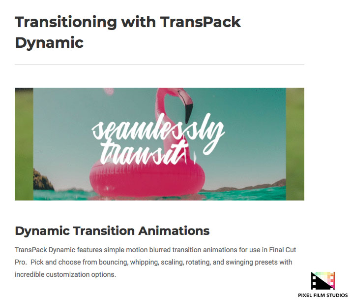 Pixel Film Studios - TransPack Dynamic - FCPX Plugins