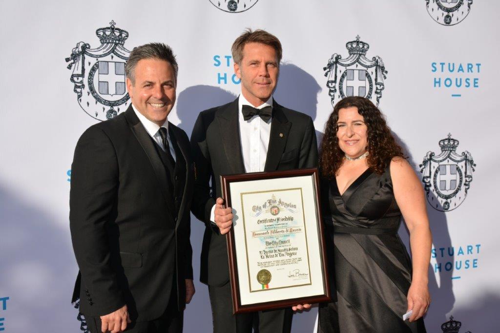 HRH Prince Emanuele Filiberto of Savoy Receives City of Los Angeles Certificate of Friendship from Councilman Joseph Buscaino and Mrs. Jay Buscaino
