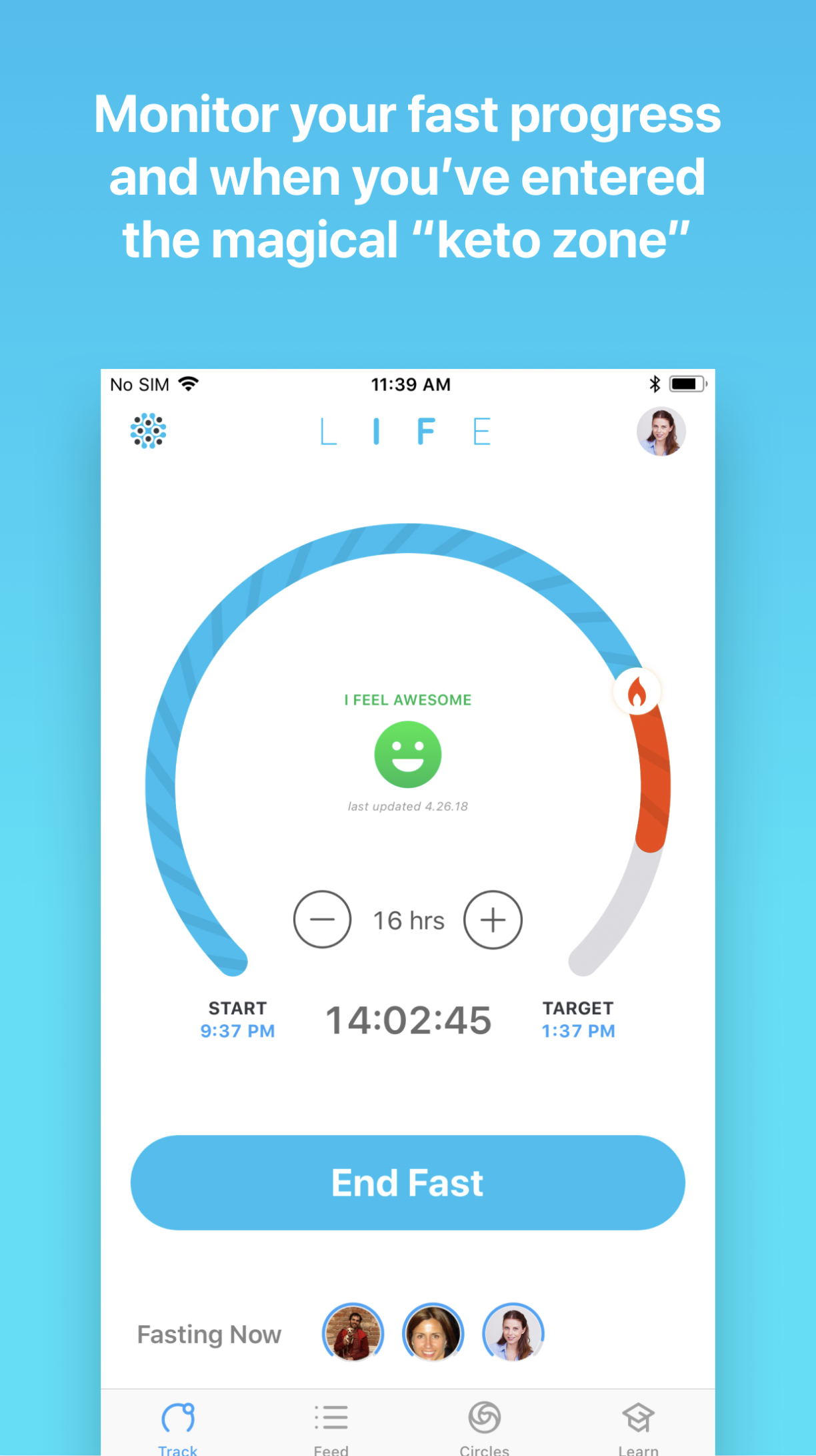LIFE Fasting Tracker app.