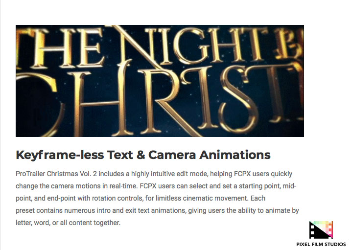 Pixel Film Studios - ProTrailer Christmas Volume 2 - FCPX Plugins