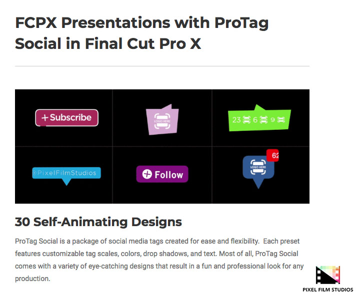 Pixel Film Studios - ProTag Social - FCPX Plugins