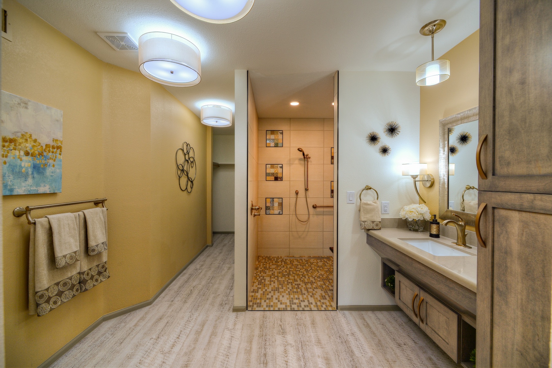 Aging-in-Place bathroom design by Bonnie J. Lewis of 55+ TLC Interior Design, LLC, a part of the major space remodel project that won the designer the NAHB Remodelers Homes for Life Award