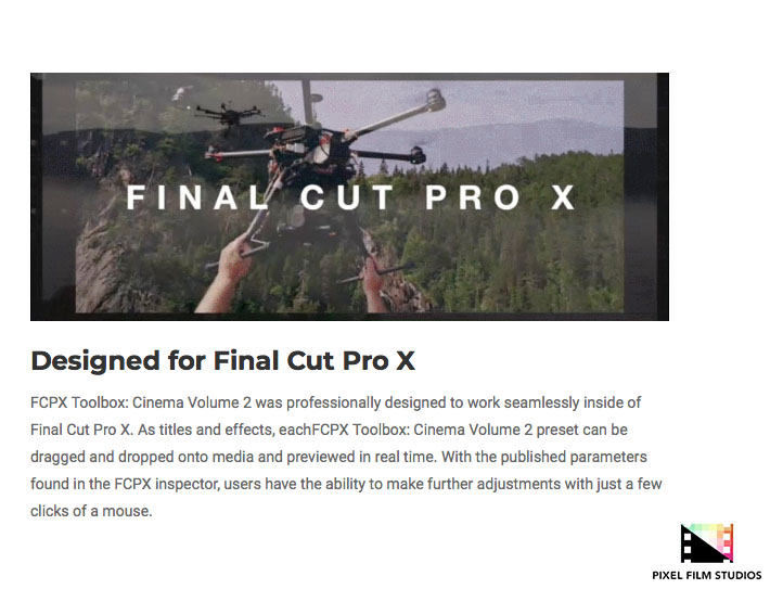 Pixel Film Studios - FCPX Toolbox Cinema Volume 2 - FCPX Plugins