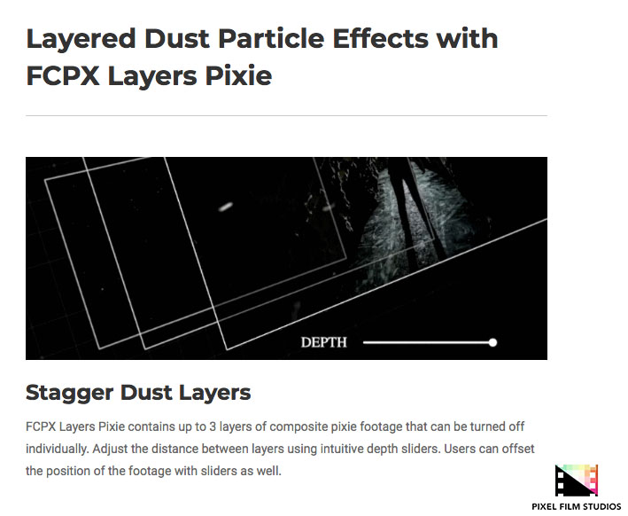 Pixel Film Studios - FCPX Layers Pixies - FCPX Plugins
