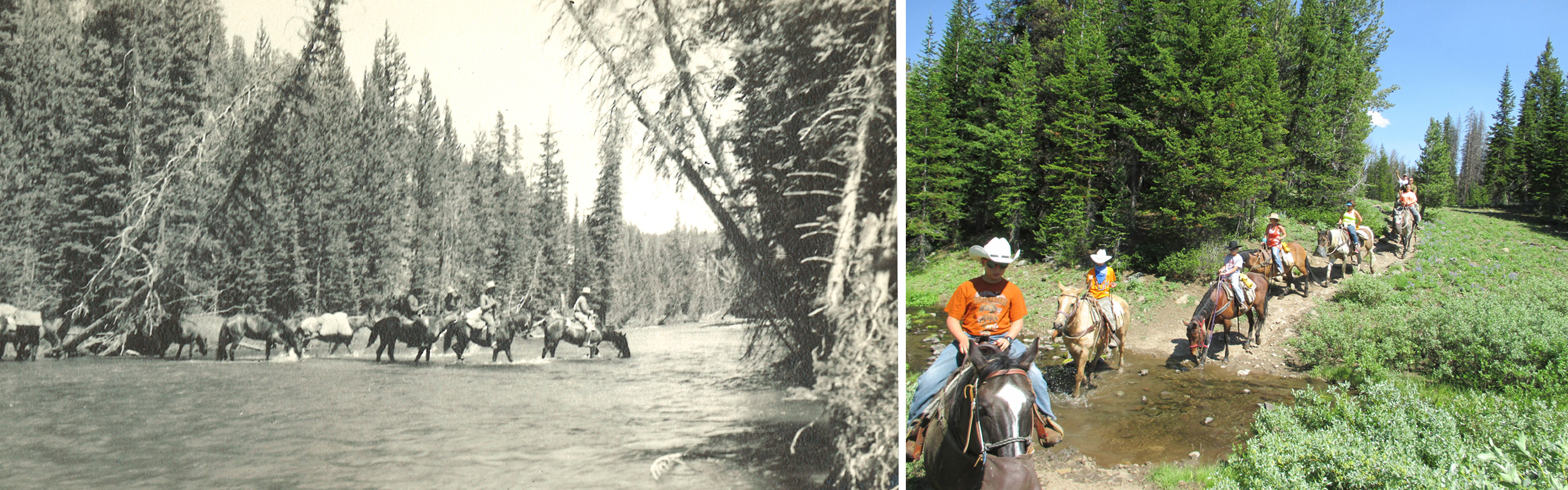 The Western traditions of the past are alive and well at Brooks Lake Lodge where guests can immerse themselves in outdoor activities reminiscent of the original travelers, including horseback riding.