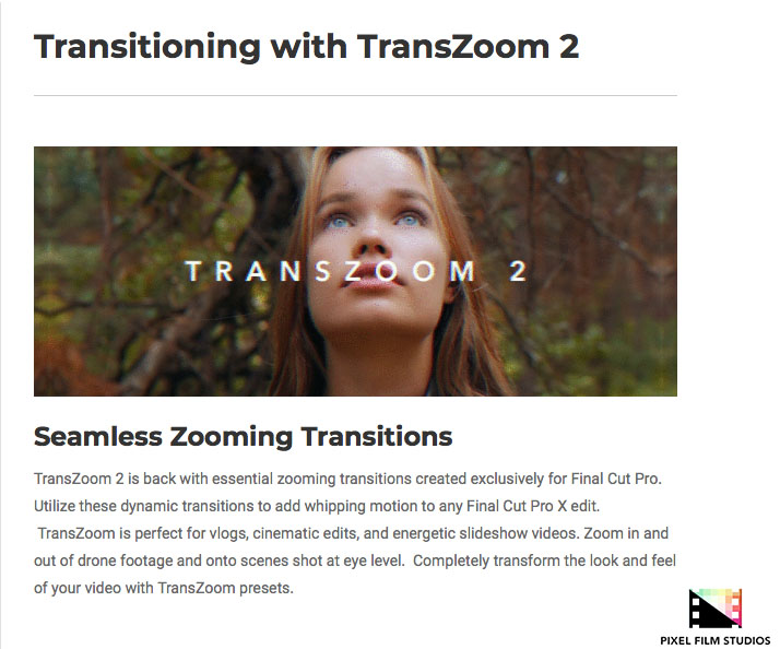 Pixel Film Studios - TransZoom 2 - FCPX Plugins
