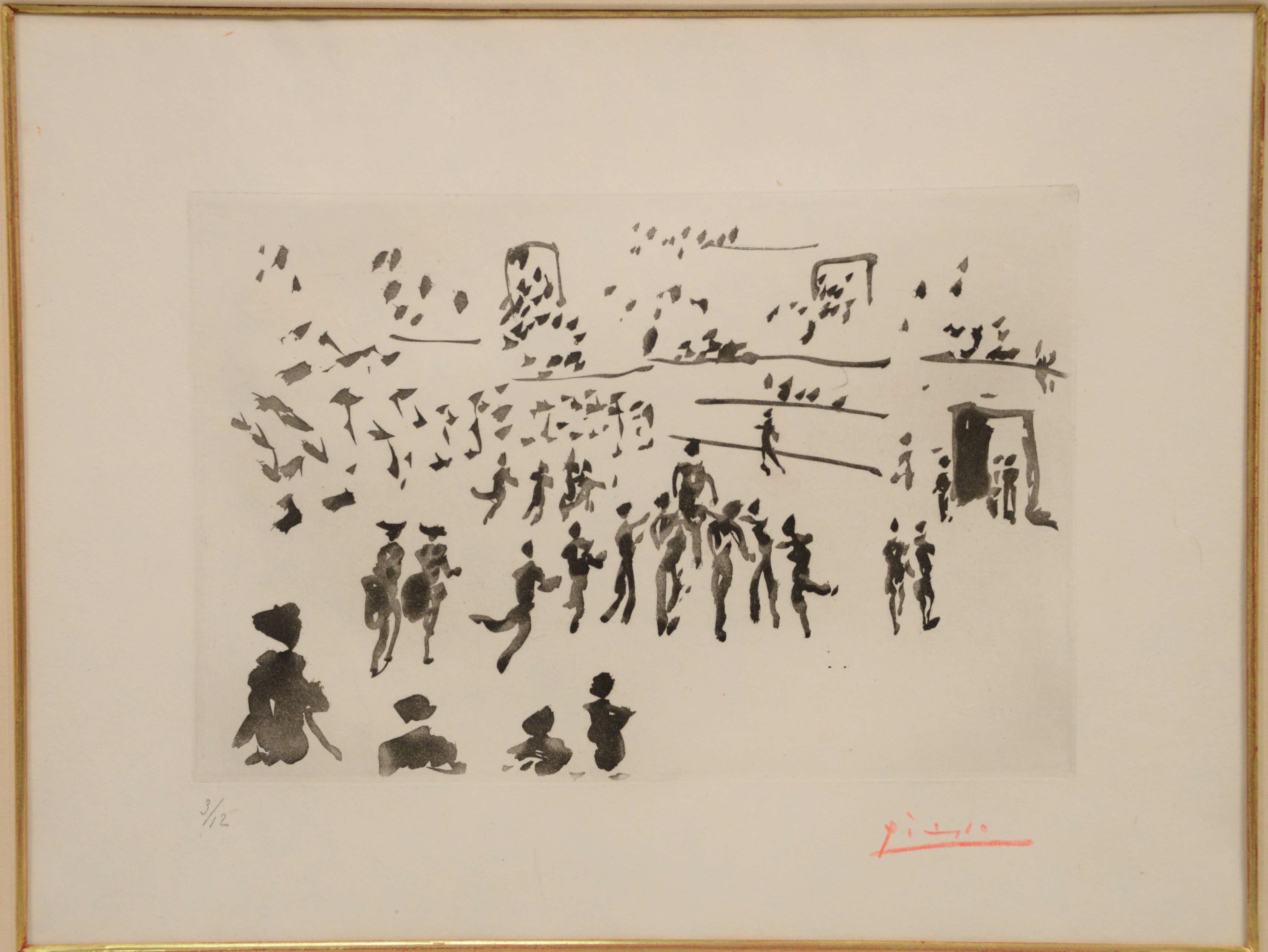 P. Picasso (1881-1973), aquatint, El Torero Sale En Hombros de los Aficionados, estimated at $4,000-10,000.