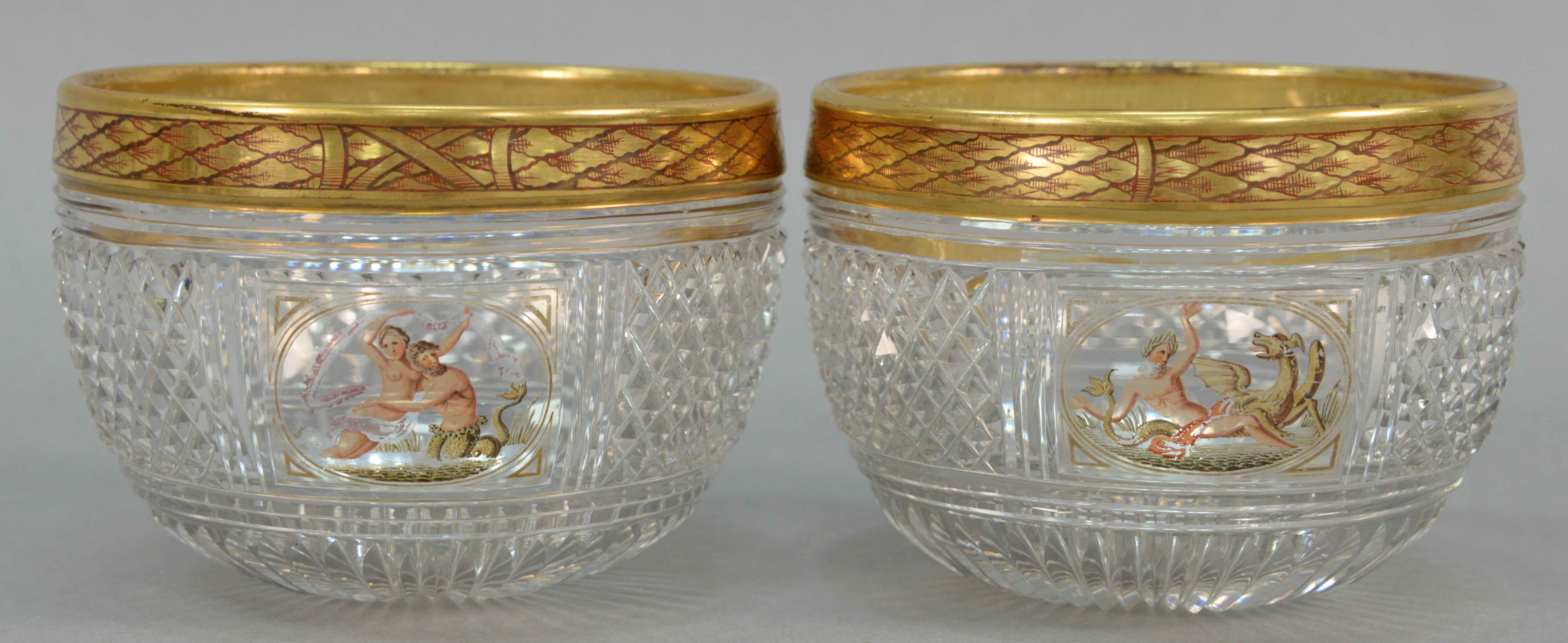 Set of twelve crystal cylindrical finger bowls, estimated at $1,000-2,000.