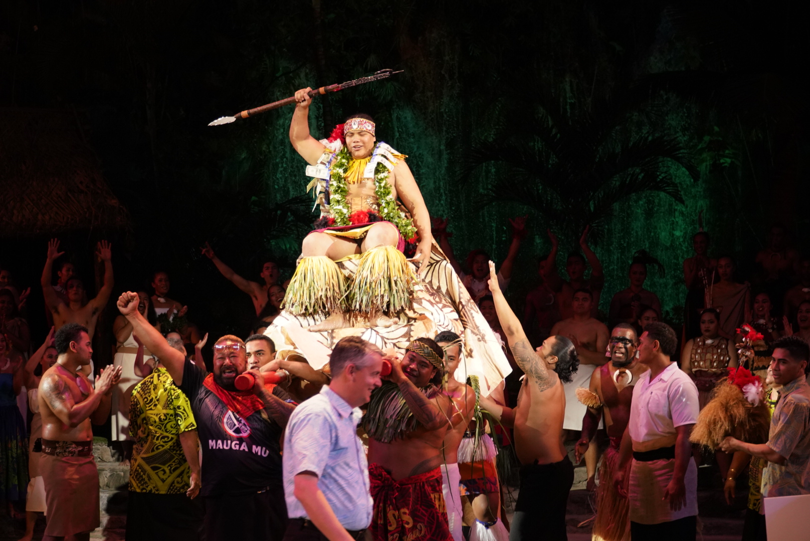 2018 World Fireknife Champion Hale Motuapuaka crowned and honored during parade at the Polynesian Cultural Center’s Pacific Theater