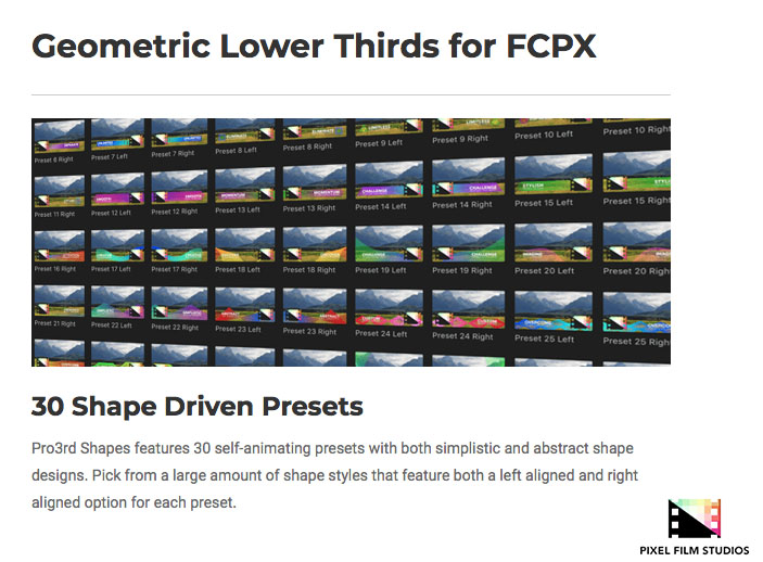 Pixel Film Studios - Pro3rd Shapes - FCPX Plugins