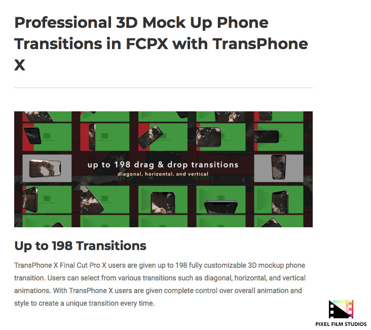 Pixel Film Studios - TransPhone X - FCPX Plugins