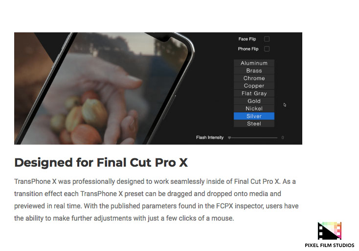 Pixel Film Studios - TransPhone X - FCPX Plugins