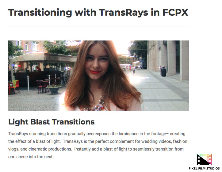 Pixel Film Studios - TransRays - FCPX Plugins