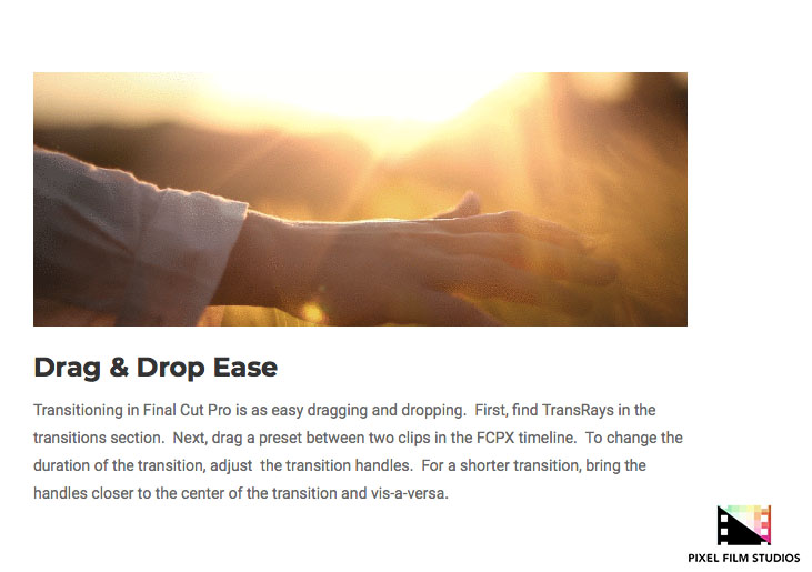 Pixel Film Studios - TransRays - FCPX Plugins