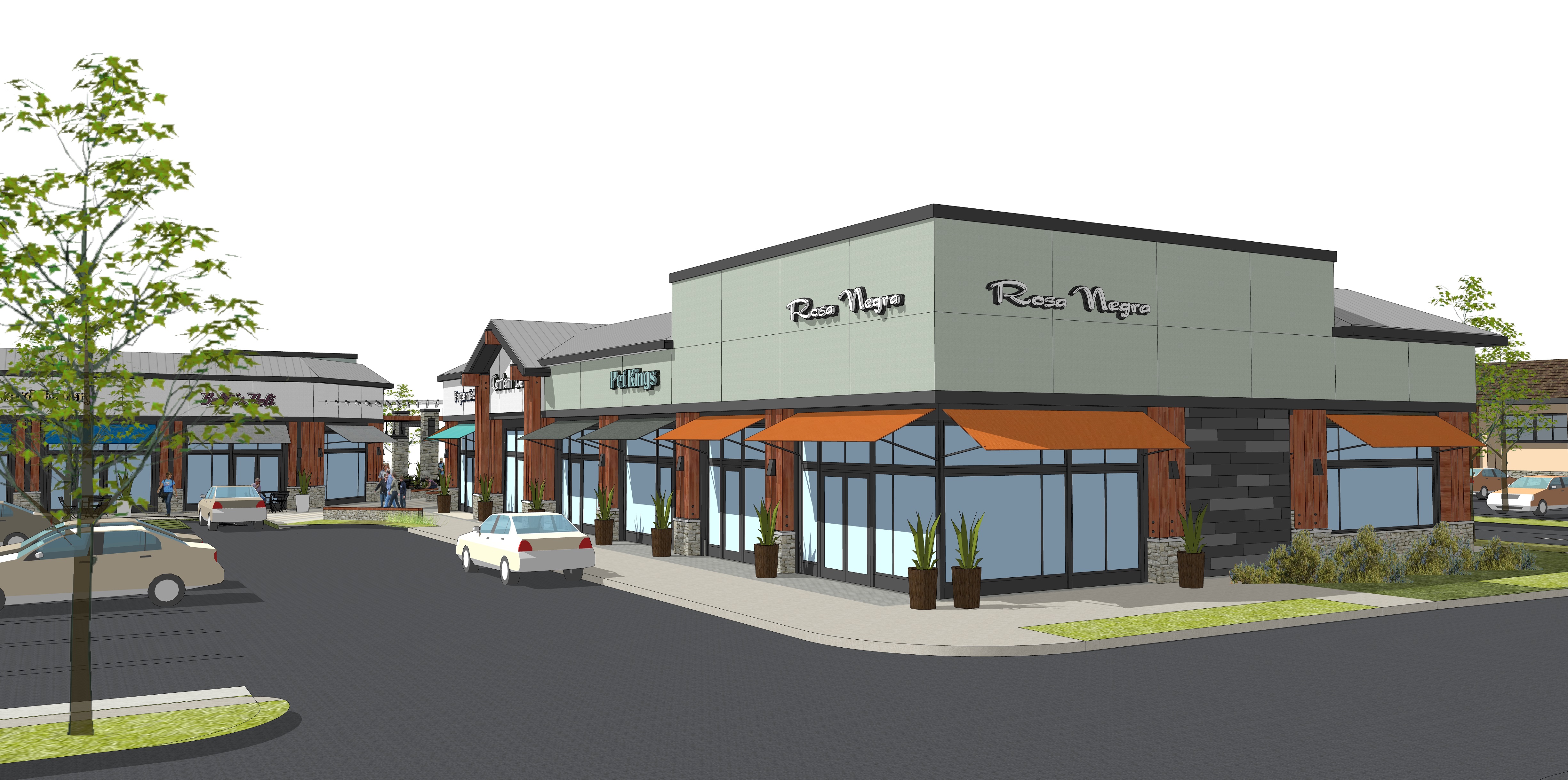 The phased redevelopment of Rossmoor Shopping Center also includes a refreshed façade for Safeway, community-serving retail and services, an upscale salon and new restaurants