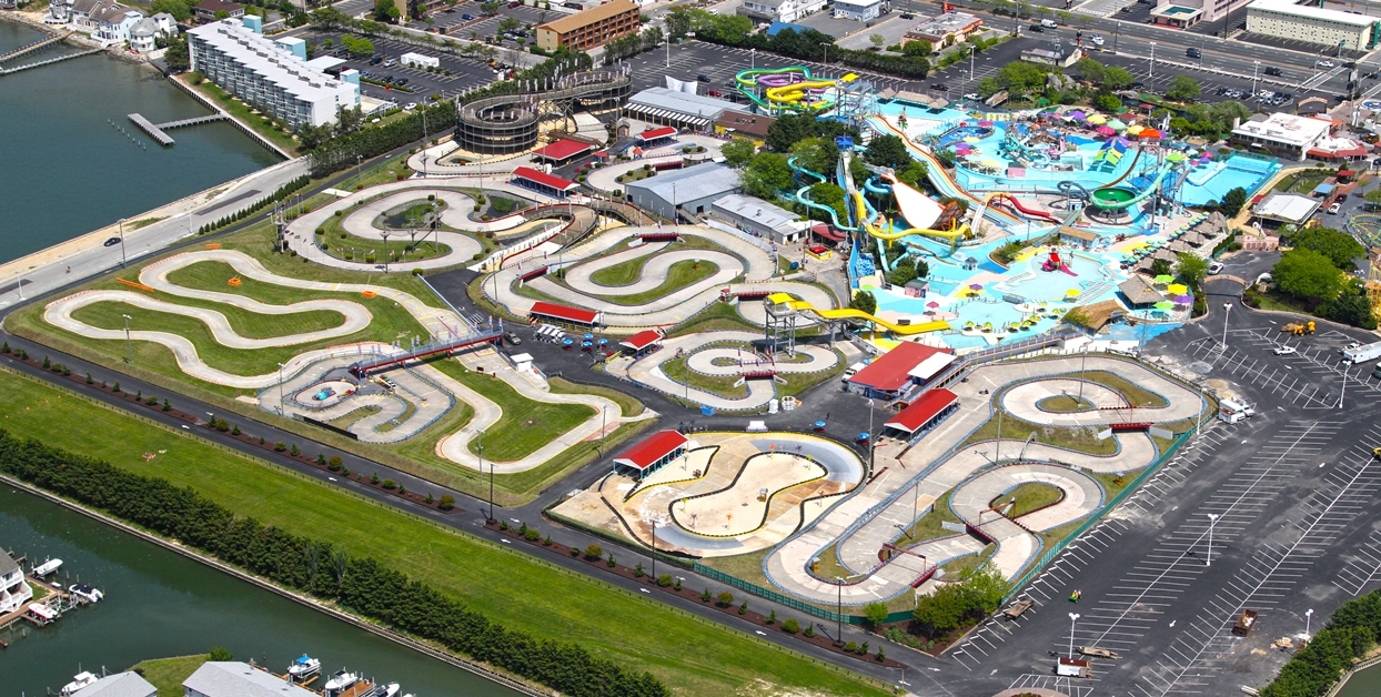 Aerial View of Jolly Roger'd Speedworld, Splash Mountain and Amusements Parks Ocean City, MD