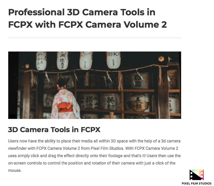 Pixel Film Studios - FCPX Camera Volume 2 - FCPX Plugins