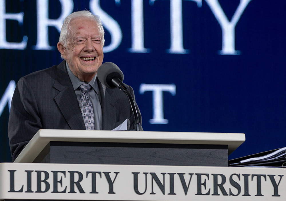 President Jimmy Carter speaks at Liberty University's 2018 Commencement.