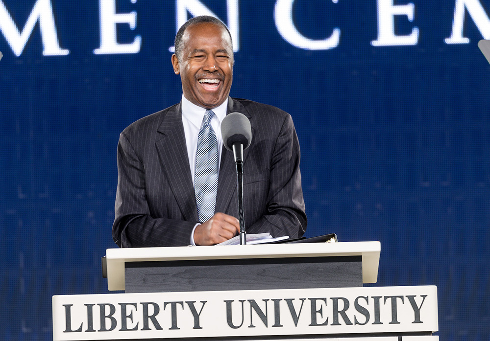 Dr. Ben Carson, the U.S. Secretary of Housing and Urban Development, makes an appearance at Liberty University's 2018 Commencement.