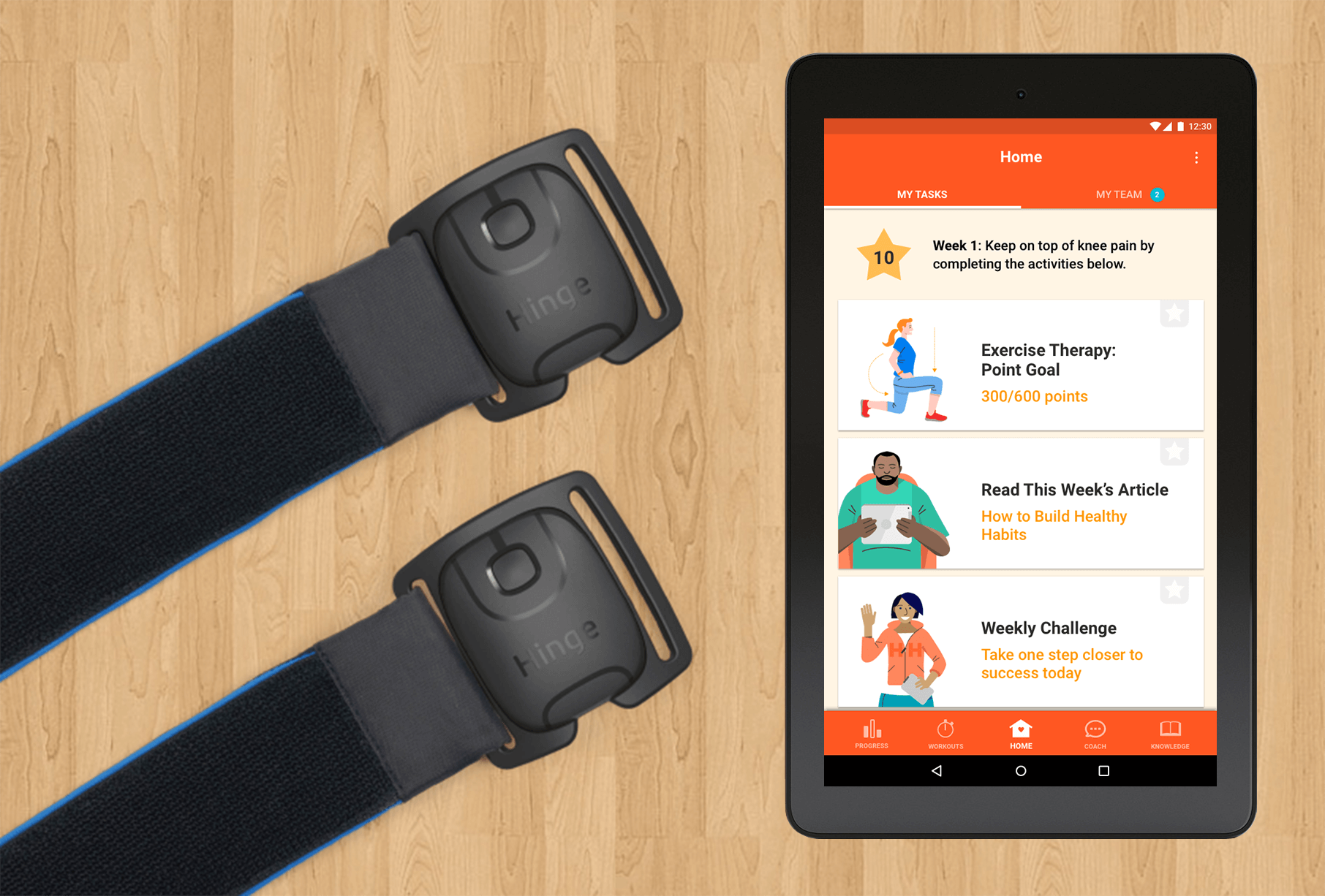 Reduce Chronic Knee Pain with Hinge Health Tablet App and Wearable Motion Knee Sensors