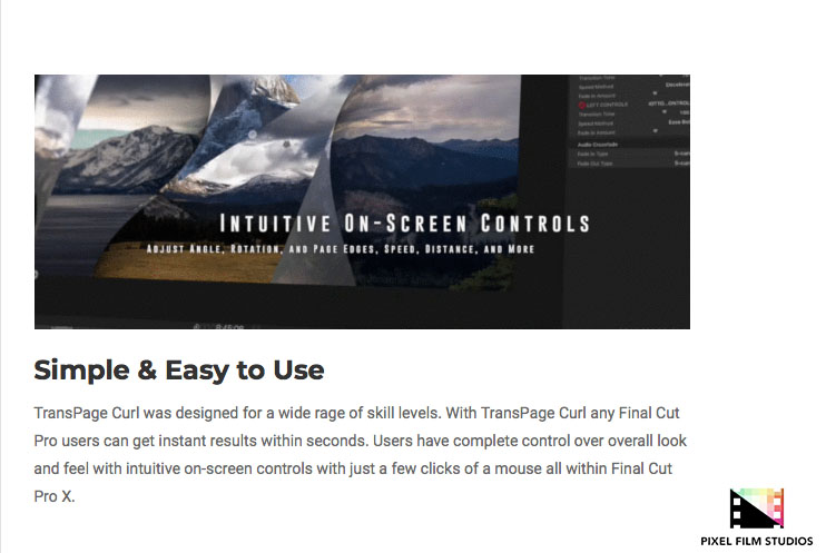 Pixel Film Studios - TransPage Curl - FCPX Plugins