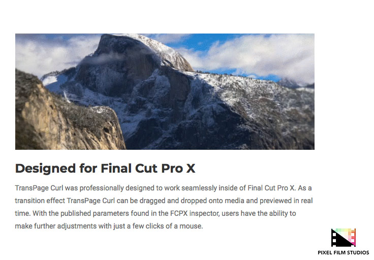 Pixel Film Studios - TransPage Curl - FCPX Plugins