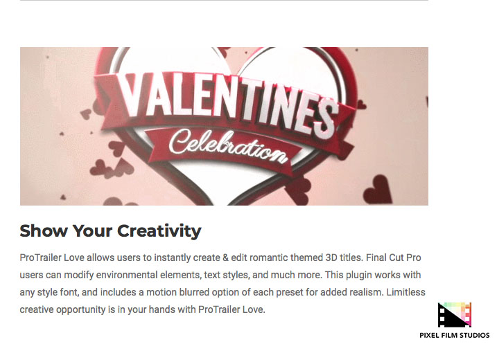Pixel Film Studios - ProTrailer Love - FCPX Plugins