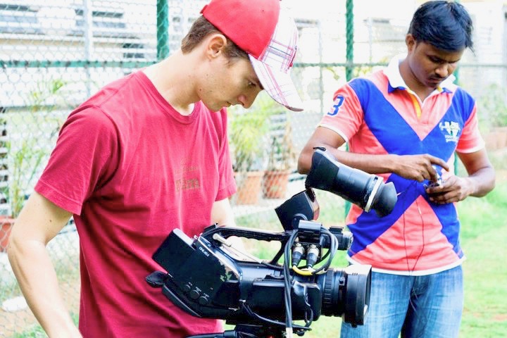 Director Jeremy Guy setting up the camera while shooting "Purdah"