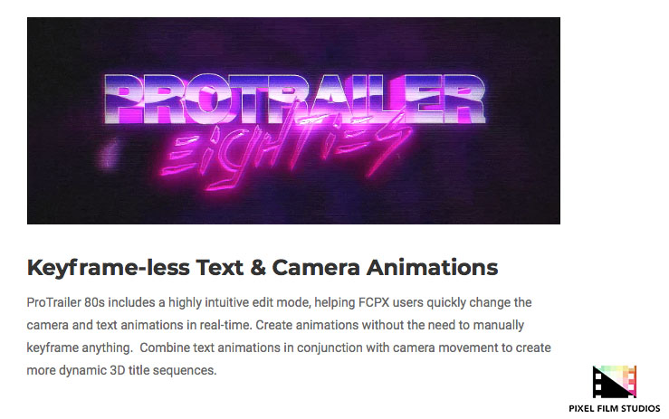 Pixel Film Studios - ProTrailer 80's - FCPX Plugins