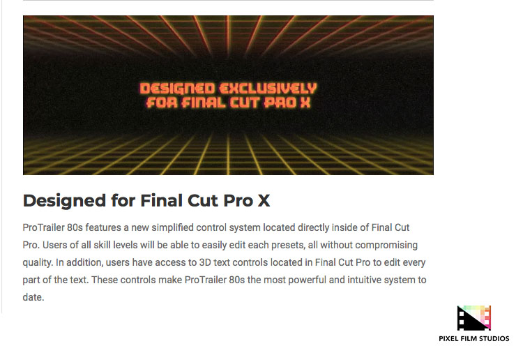 Pixel Film Studios - ProTrailer 80's - FCPX Plugins