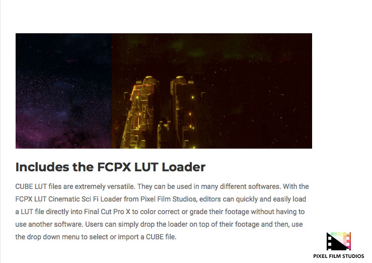 Pixel Film Studios - FCPX LUT Cinematic Sci-Fi - FCPX Plugins