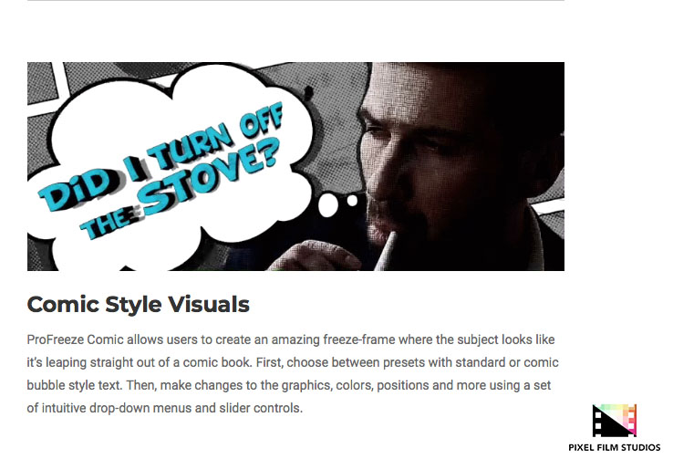 Pixel Film Studios - ProFreeze Comic - FCPX Plugins