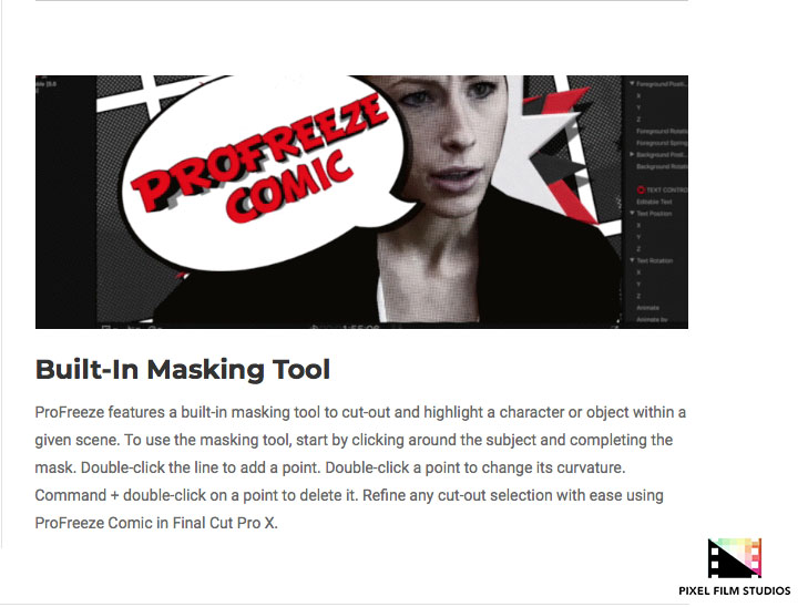 Pixel Film Studios - ProFreeze Comic - FCPX Plugins