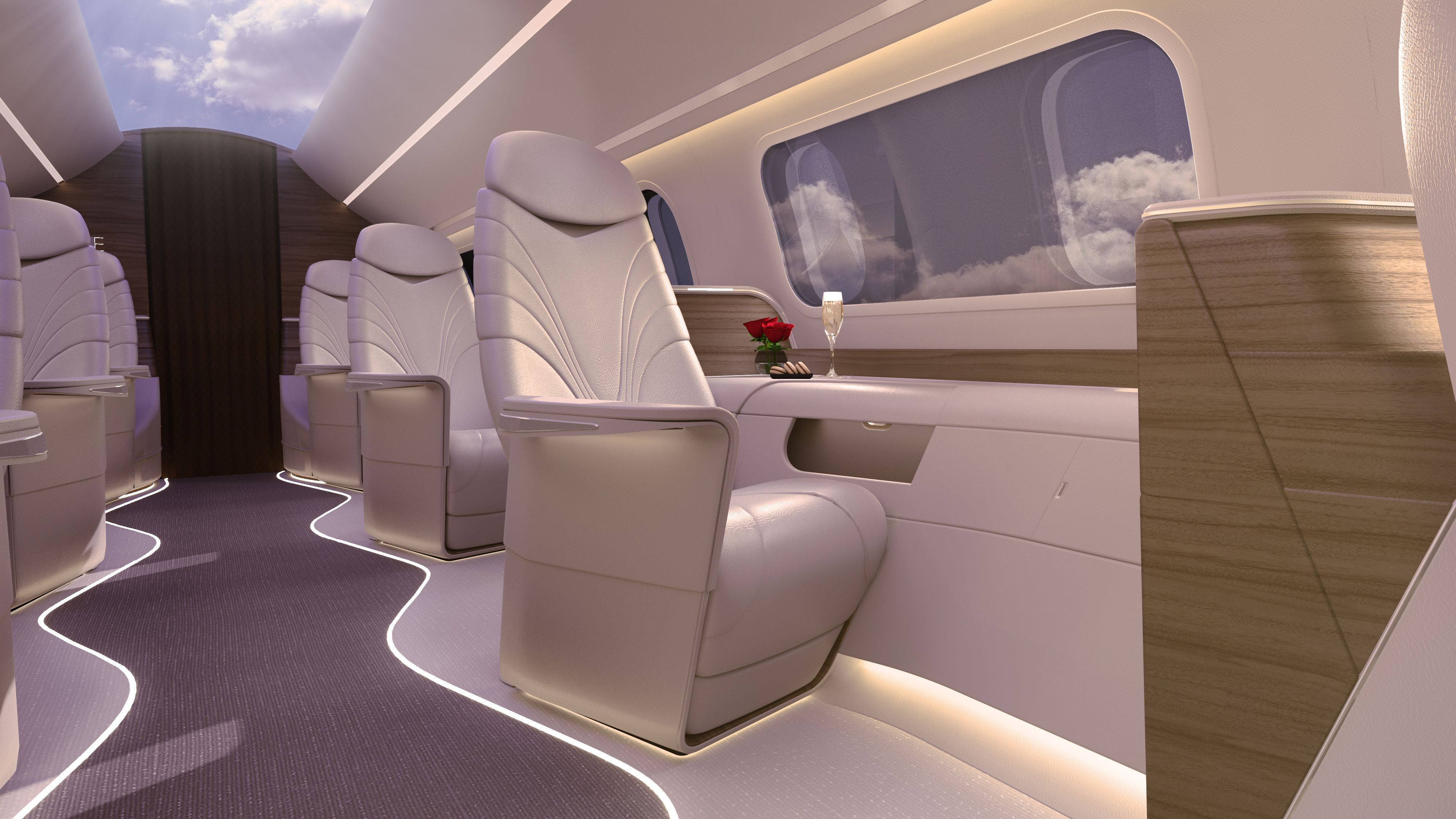 The signature WAVE forward-cabin (8 seats) is an experience crafted to reflect the intimacy of a private jet, featuring revolutionary zero-gravity wave seats.