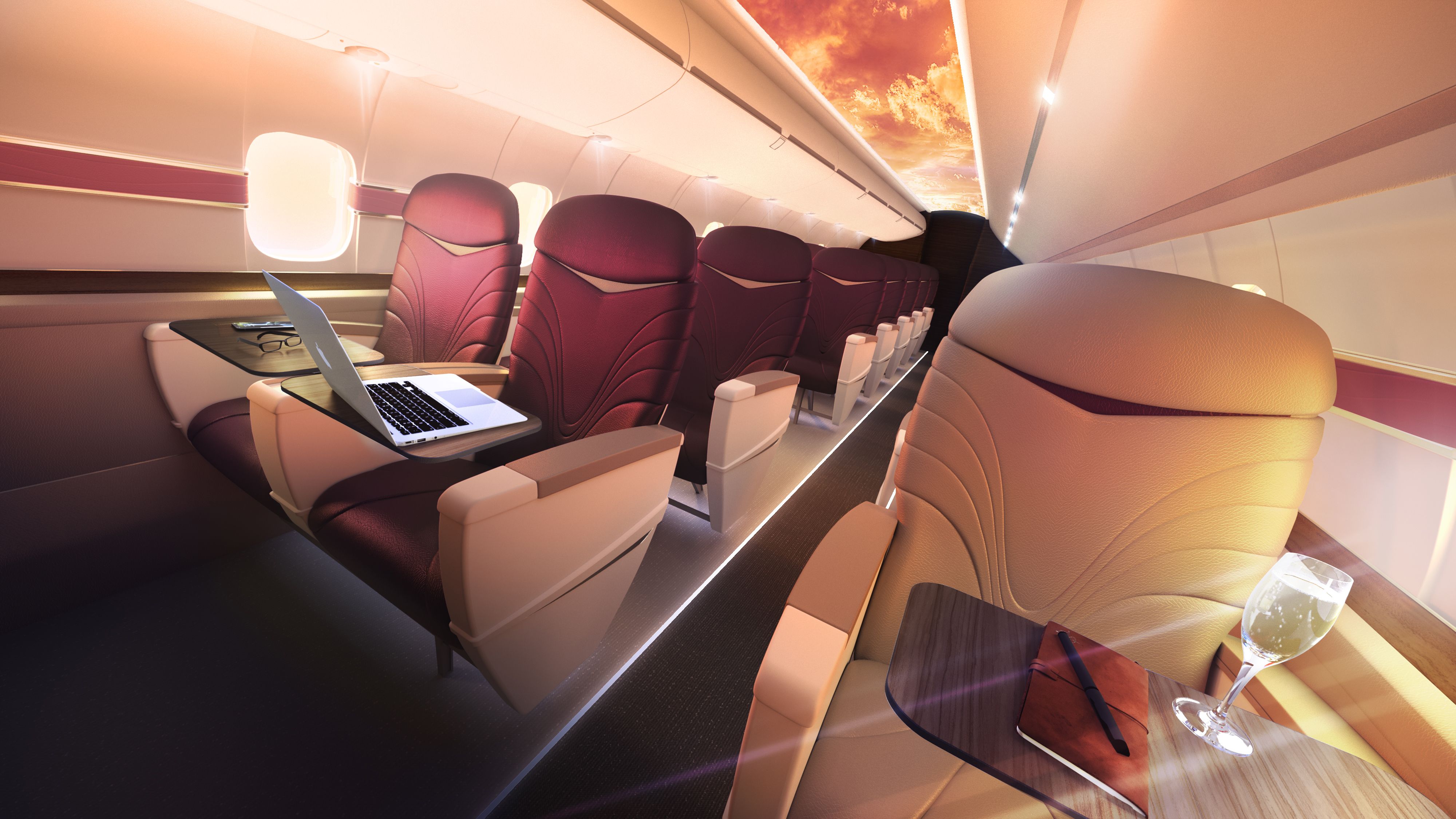 The FIRST aft-cabin (21 seats) features the widest seats with the most leg-room of any domestic first-class service in the United States.