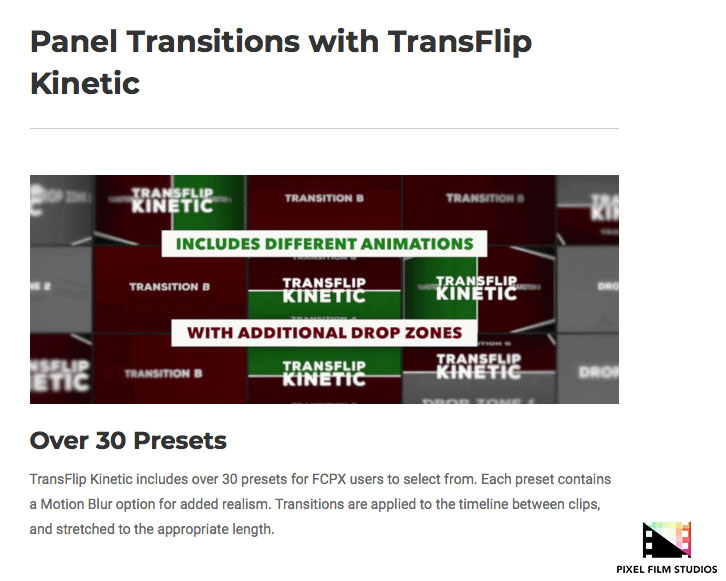 Pixel Film Studios - TransFlip Kinetic - FCPX Plugins