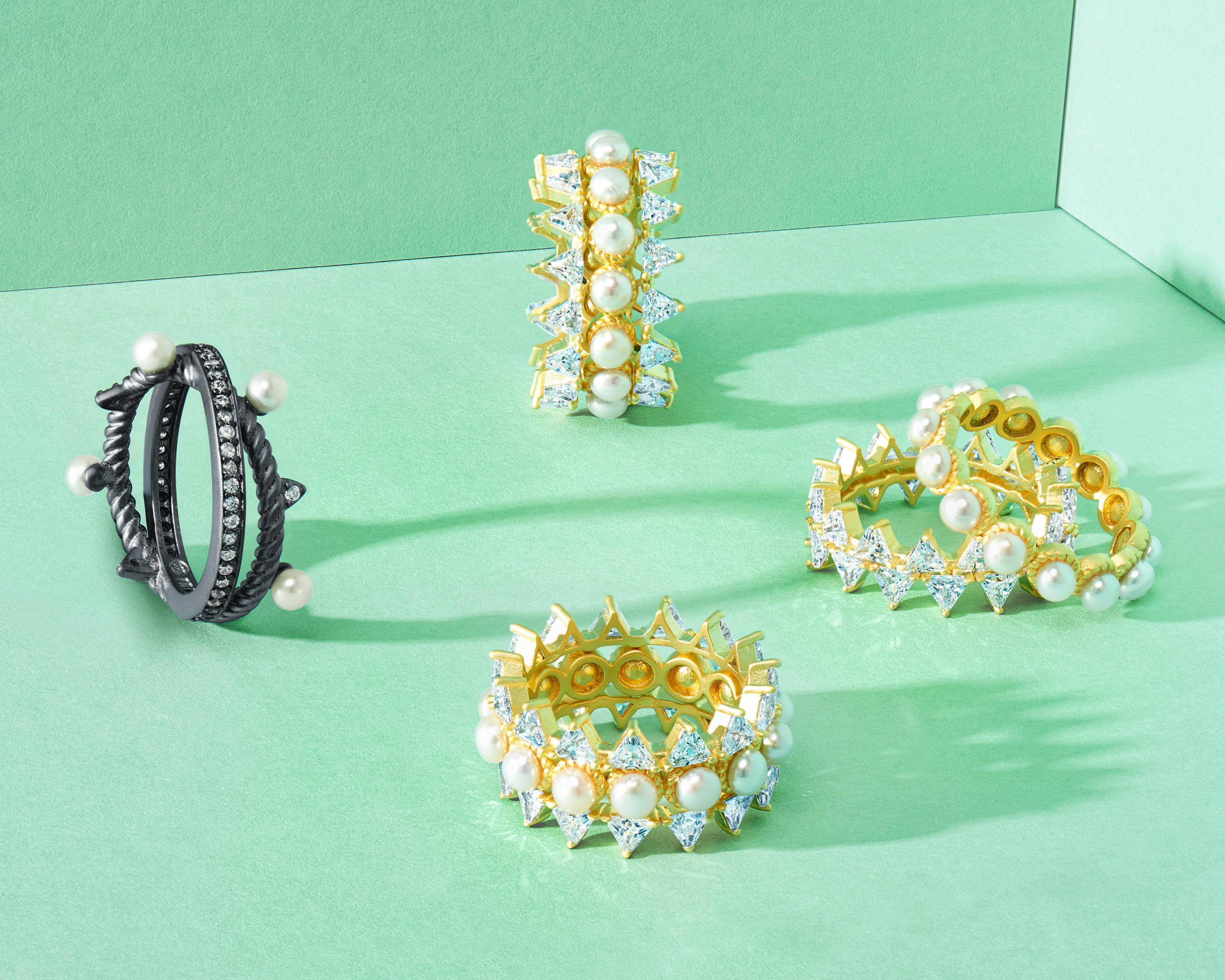 Freida Rothman Textured Pearl Rings