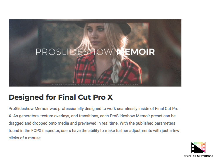 Pixel Film Studios - ProSlideshow Memoir - FCPX Plugins