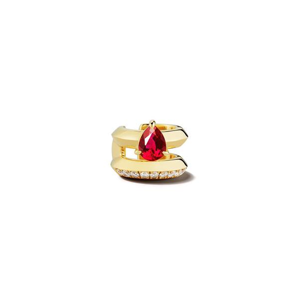 Vi II Ruby Ear Cuff by Valani Atelier. 18K Yellow Gold, Ruby, and Diamonds