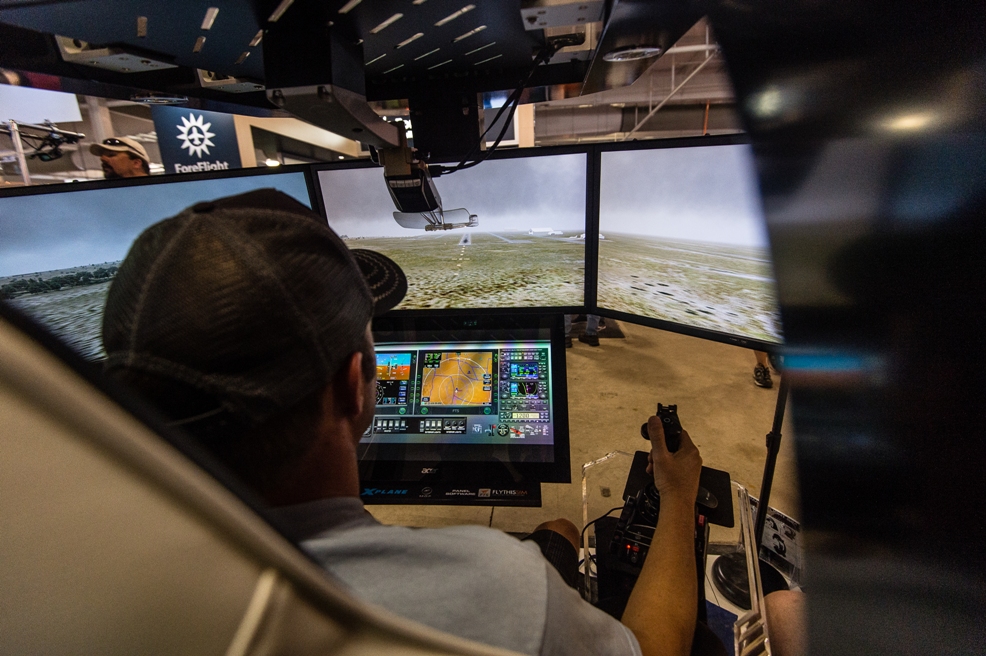 The latest in flight simulation is annually featured among the innovations seen at EAA AirVenture Oshkosh. (EAA photo/Dave Witty)