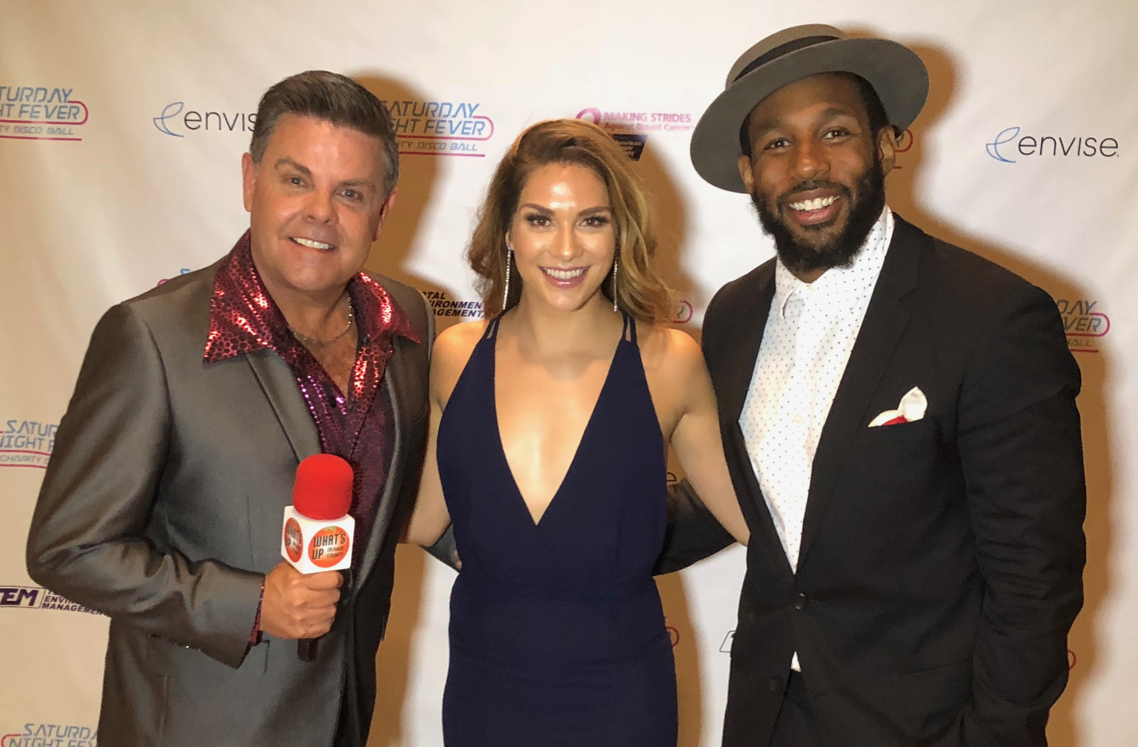 Scott with Allison Holker Boss and Stephen “tWitch” Boss from The Ellen DeGeneres Show at American Cancer Society’s OC Saturday Night Fever charity ball. Scott was the emcee and  “tWitch” performed.