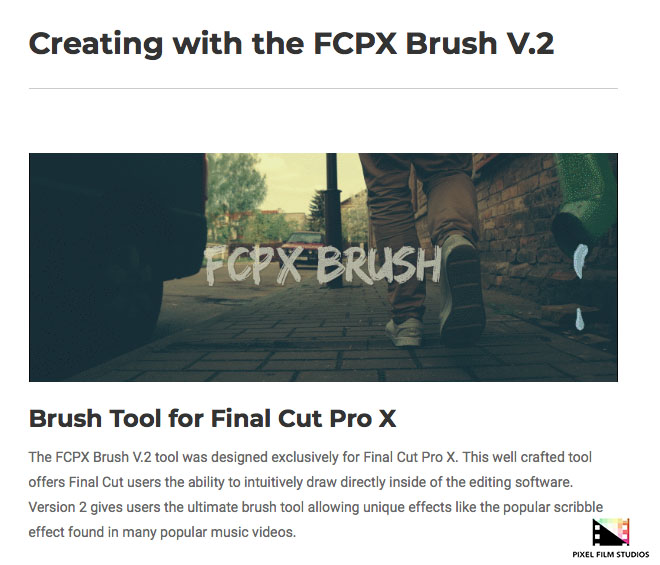 Pixel Film Studios - FCPX Brush V2 - FCPX Plugins